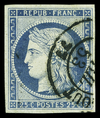 N°4b 25c bleu sur jaune, obl. càd T15 (Vielmur-sur-Ag)out