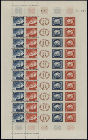 N°830/33 en feuille de 10 bandes, numérotée, neuve