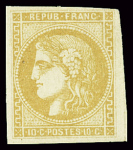 N°43A 10c bistre Report I,  neuf*, léger défaut dans