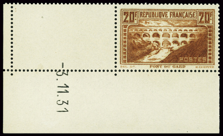 N°262 20f Pont du Gard (IIB), neuf **, CdF daté du