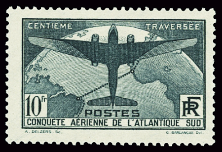N°321 10f Atlantique-Sud, neuf**, TB. Signé Calves