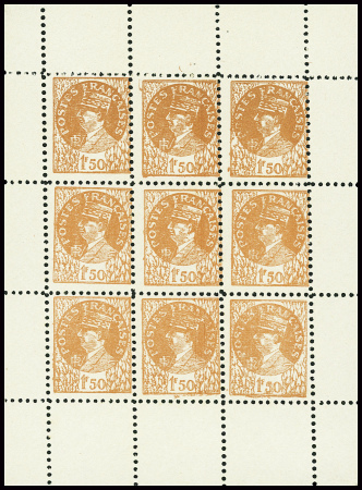 N°517h Faux de Nice, De Gaulle, feuille de 9 timbres