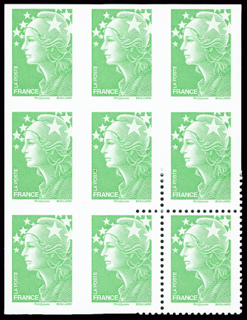 N°4229c Marianne de Beaujard en bloc de 9, 1 timbre