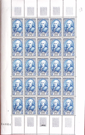 N°853/58 série Turgot en feuilles de 25, neuves **,