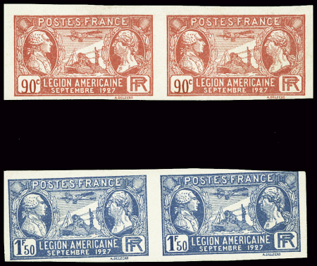 N°244/245 Légion américaine 90c et 1f50, essais en