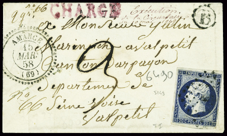 N°14 sur lettre, obl. pc sur enveloppe CHARGE, CaD