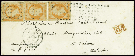 N°16 x 3 obl. gros points carrés sur lettre de Paris