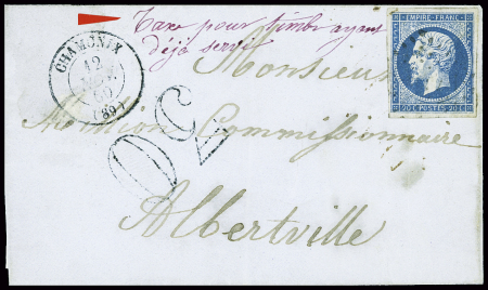 N°14 sur lettre, obl. pc, CaD Type 15 CHAMONIX du 12