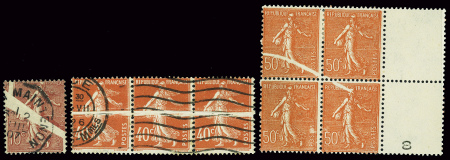 Variété pli accordéon : N°129m obl. + n°194k en bande