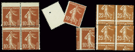 N°138m Semeuse 10c rouge, variété piquage à cheval