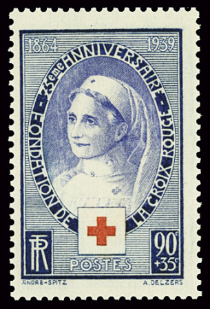 N°422A Infirmière 90c + 35c noir et outremer, neuf