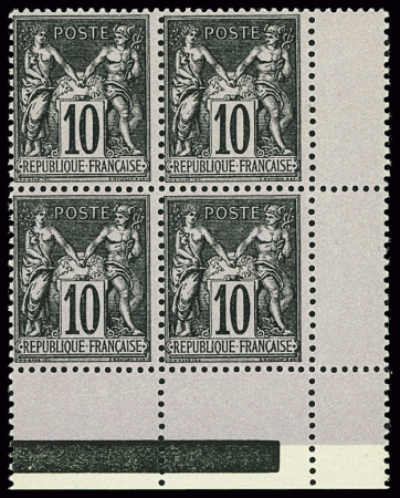 N°89 10c noir sur lilas en bloc de 4, CdF, neuf **,