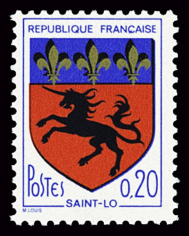 N°1510 20c Blason de St-Lô, variété Licorne noire (cote