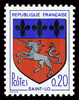 N°1510h 20c Blason de St-Lô, variété fleurs de Lys