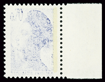 N°2240h 70c bleu-violet Liberté, variété impression