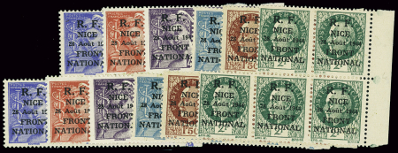 NICE 1944 : n°1/4 série Mercure bleu, rouge, violet