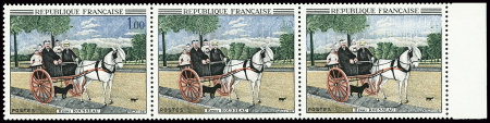 N°1517 Henry Rousseau, en bande de 3 avec variété de