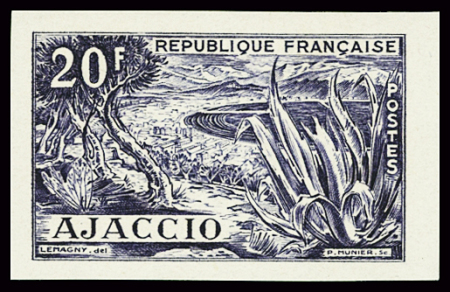 N°981 non émis 20f Ajaccio, essai de couleur en violet,