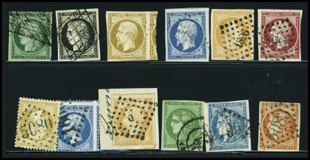 1849-1870, Lot de 12 timbres classiques, avec N° 2,