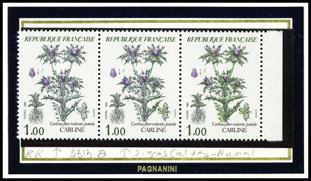N°2266 en bande de 3 avec 2 timbres sans la couleur