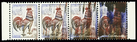 N°1331 Coq de Decaris, variété défaut d'essuyage spectaculaire