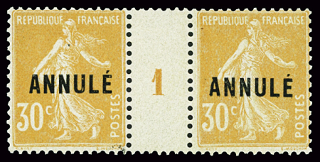 COURS D'INSTRUCTION N°141-CI 1 30c orange, paire millésime 1, neuf *, TB