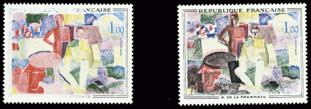 Lot de 2 belles variétés du n°1322 1f Roger de La Fresnaye