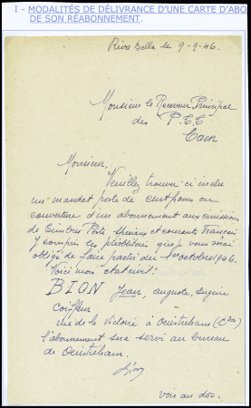 Lettre manuscrite d'un habitant de Ouistreham Calv