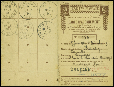 PA n°19 200F rouge, 2 pièces, obl Orléans sur cart