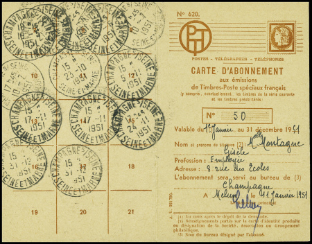 PA n°27 500F Marseille obl CAD A7 de Melun (1951) 