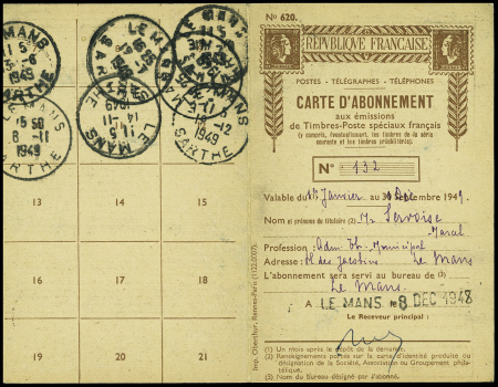 PA n°18 + PA n°19 obl CAD A6 du Mans (1949) sur ca