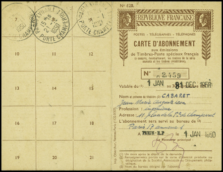 PA n°27 500F Marseille obl CAD "Paris RP Caisse" (