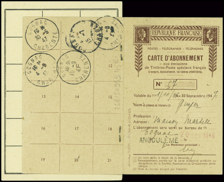 N°733 100F Gandon obl Cognac Charente (1947) sur c