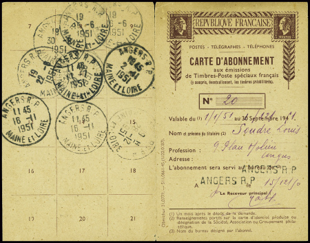 PA n°27 500F Marseille obl Angers RP (1950) sur ca