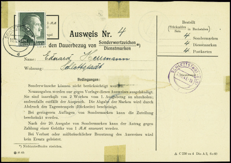 Allemagne n°723, 1 RM vert noir obl Schlestadt 1 (