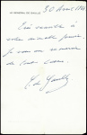 Carte de visite du maréchal Foch avec signature au