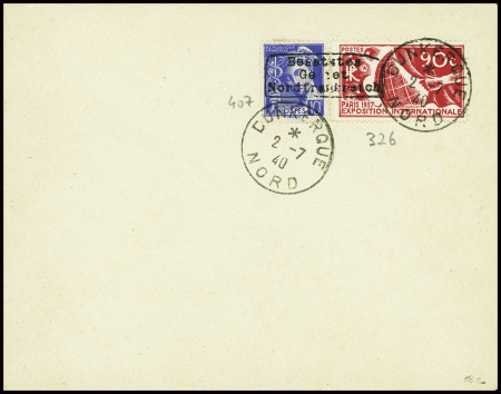 N°326 + 407  avec surcharge de  Dunkerque obl CAD 