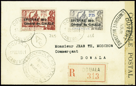 Cameroun n°245 + 246, surchargés "Spitfire 10FR gé