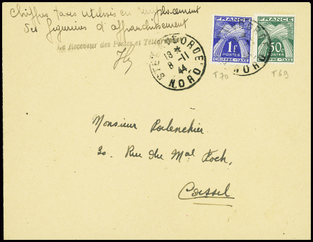 3 lettres avec taxe n°69 + 70 et n°71 (2) obl CAD 