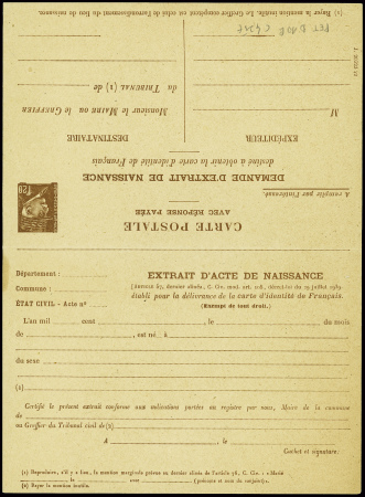 Entier carte postale avec réponse 1F20 + 1F20 Péta