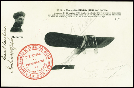 Carte postale "Monoplan Blériot, piloté par Garros