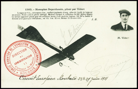 Carte Postale "Monoplan Déperdussin piloté par Vid