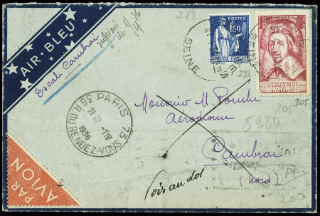 3 plis Air Bleu : Paris - Cambrai (27.1.36 et 1.4.