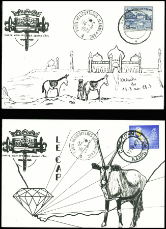 Ensemble de 178 cartes postales dessinées des esca