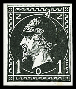 Timbre 1c noir anti-Napoléon III, représentant la