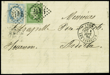 N°20 + 37 obl GC 2145 + CAD "Lyon les Terreaux" (1