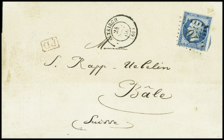 N°22 obl GC 70 + T15 "Altkirch (66)" (1866) sur le