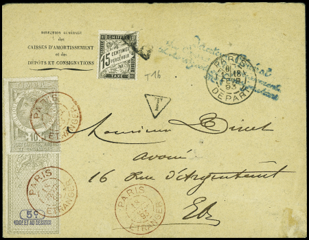 2 timbres fiscaux à 5c et 10c obl CAD rouge "Paris