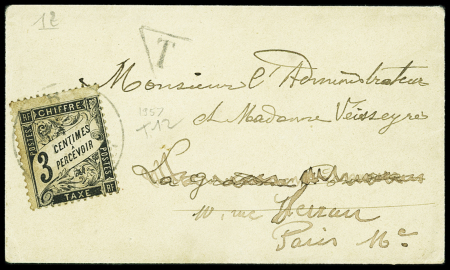 N°12 3c noir, seul sur une petite lettre. TB