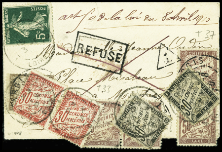 N°137 obl sur une petite lettre avec mention manus